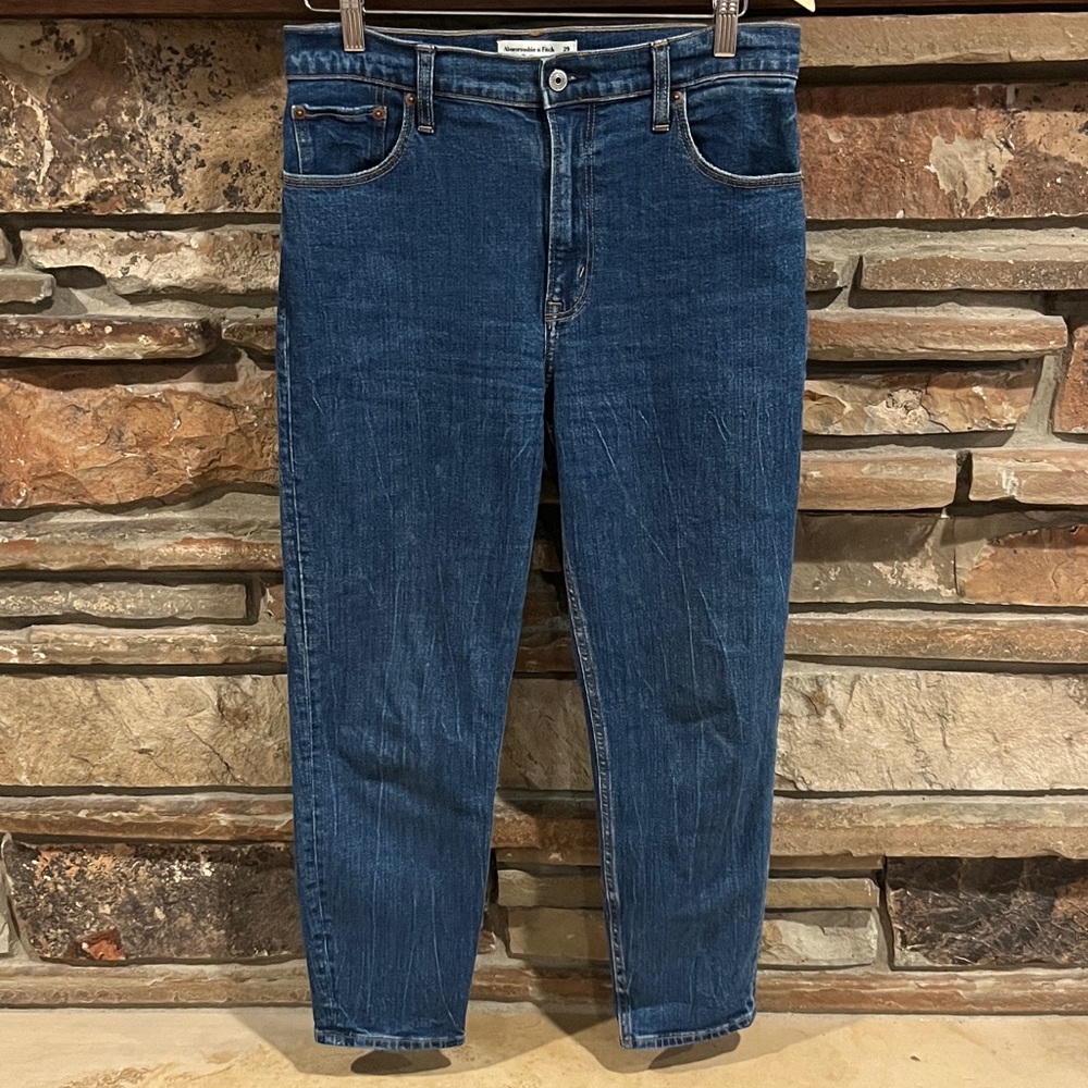 Abercrombie & Fitch The Mom High Rise Dark Wash Jeans